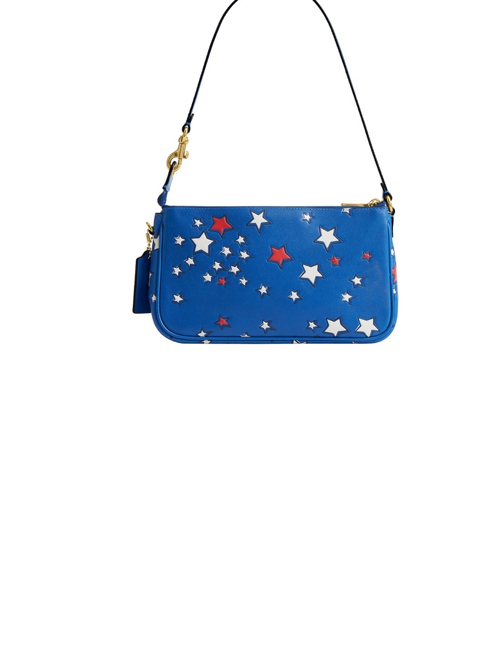 Coach Plaza Americana Star Print Leather Shoulder Bag Deep Sky Blue NWT Rare